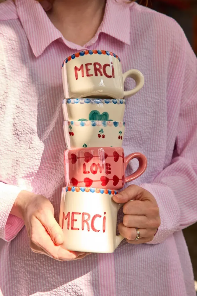 Rice - Keramiek Mok - Crème - Hand-painted MERCI Plekconceptstore