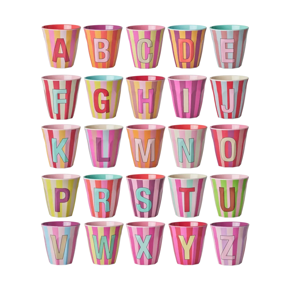Rice - Medium Beker Streep Roze - t/m Z Plekconceptstore