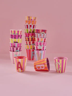 Rice - Medium Beker Streep Roze - t/m Z Plekconceptstore