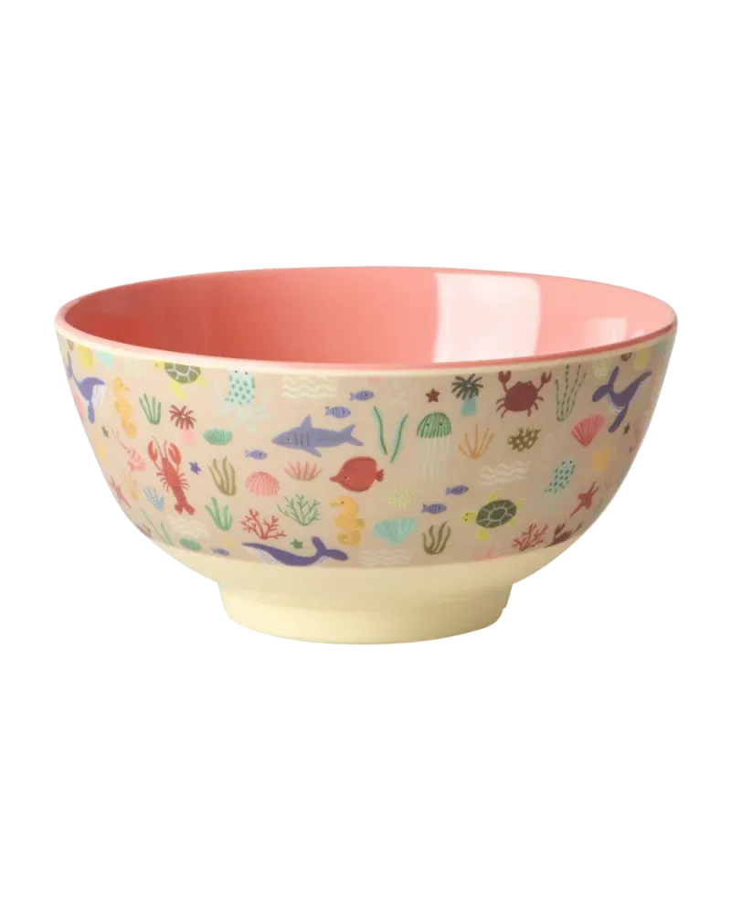 Rice - Melamine bowl medium - Koraal - Ocean print Plekconceptstore