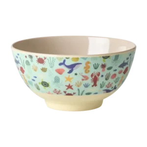 Rice - Middelgroot Kinderschaaltje - Blauw - Ocean Print Plekconceptstore