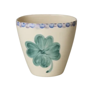 Rice - Ovaal Keramiek Beker - Zacht groen - Hand-painted Good Luck Clover Plekconceptstore