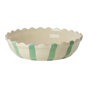 Rice - Stoneware Pie Dish Large - Creme/Green/Coraal Plekconceptstore