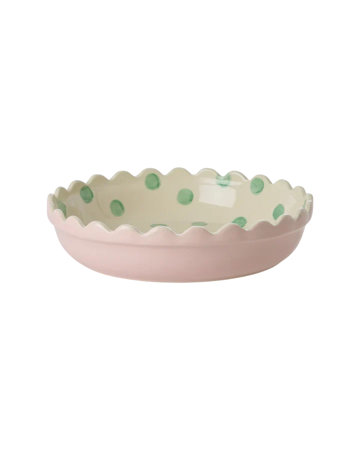 Rice - Stoneware Pie Dish - Pink/Creme Plekconceptstore