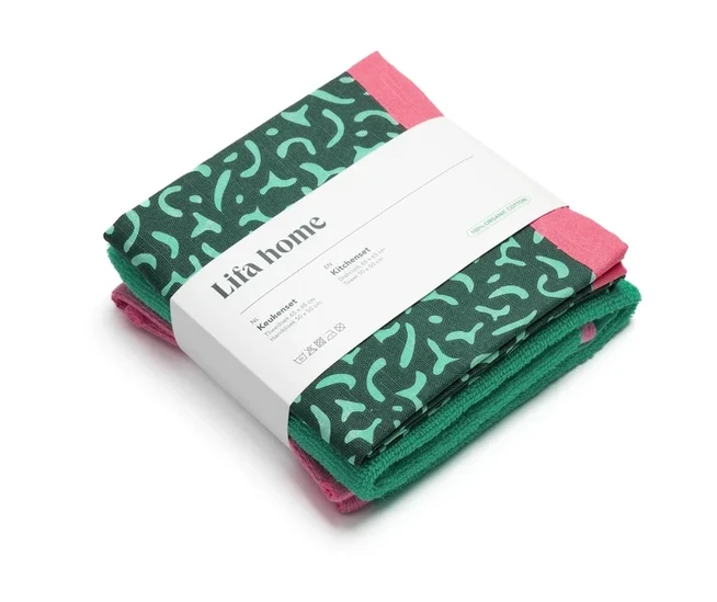 Theedoek en Handdoek Set Vivid Green Green Plekconceptstore