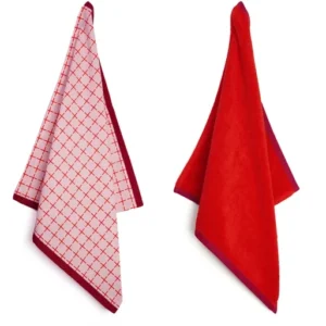 Theedoek en Handdoek Set Vivid Pink Orange Plekconceptstore