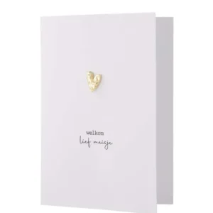 Zusss kaart met broche Welkom lief meisje - Wit Plekconceptstore