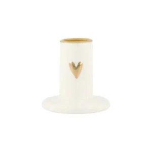 Zusss Kandelaar keramiek Hartje S - Wit/Goud Plekconceptstore