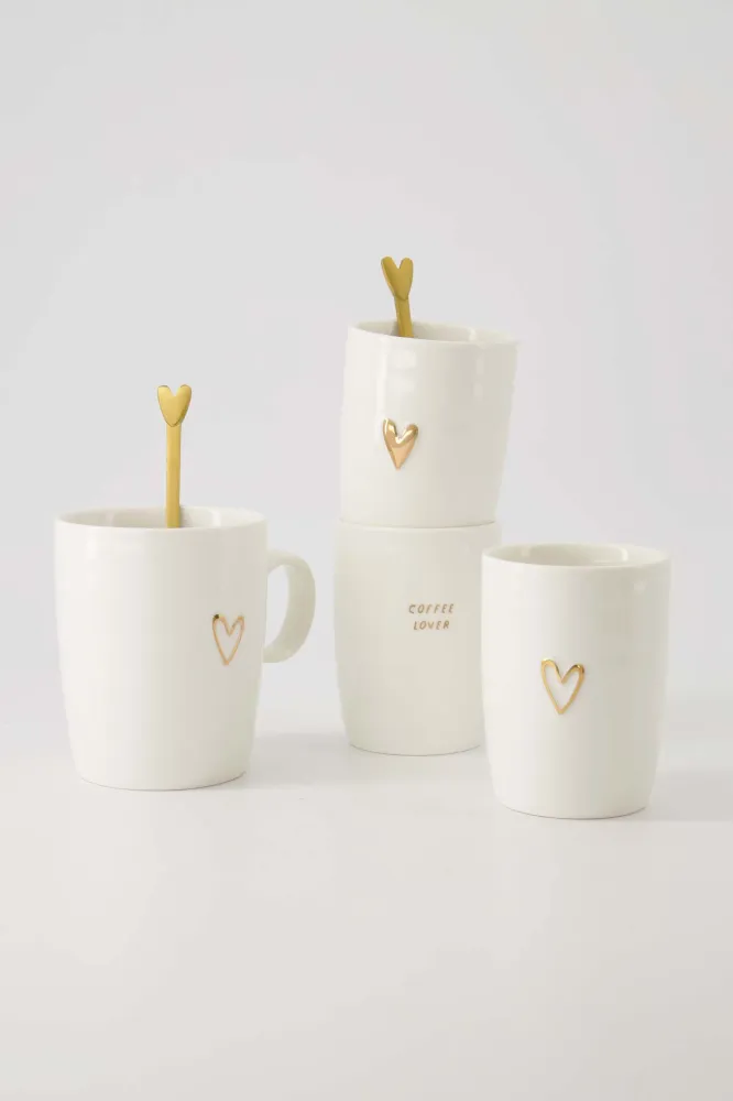 Zusss - Koffiemok hartje - Wit/goud Plekconceptstore