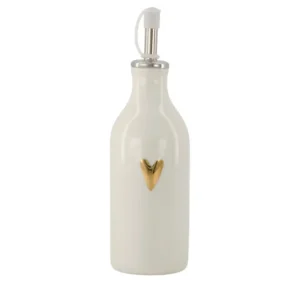 Zusss - Olie/azijn fles keramiek gouden hartje - Beige Plekconceptstore