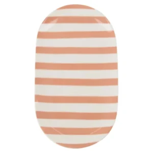 Zusss Serveerschaal streep - Wit/Roze Plekconceptstore