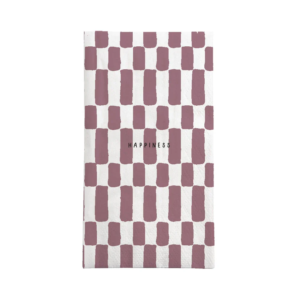 Zusss - Servetten rechthoek Happiness wit/burgundy Plekconceptstore