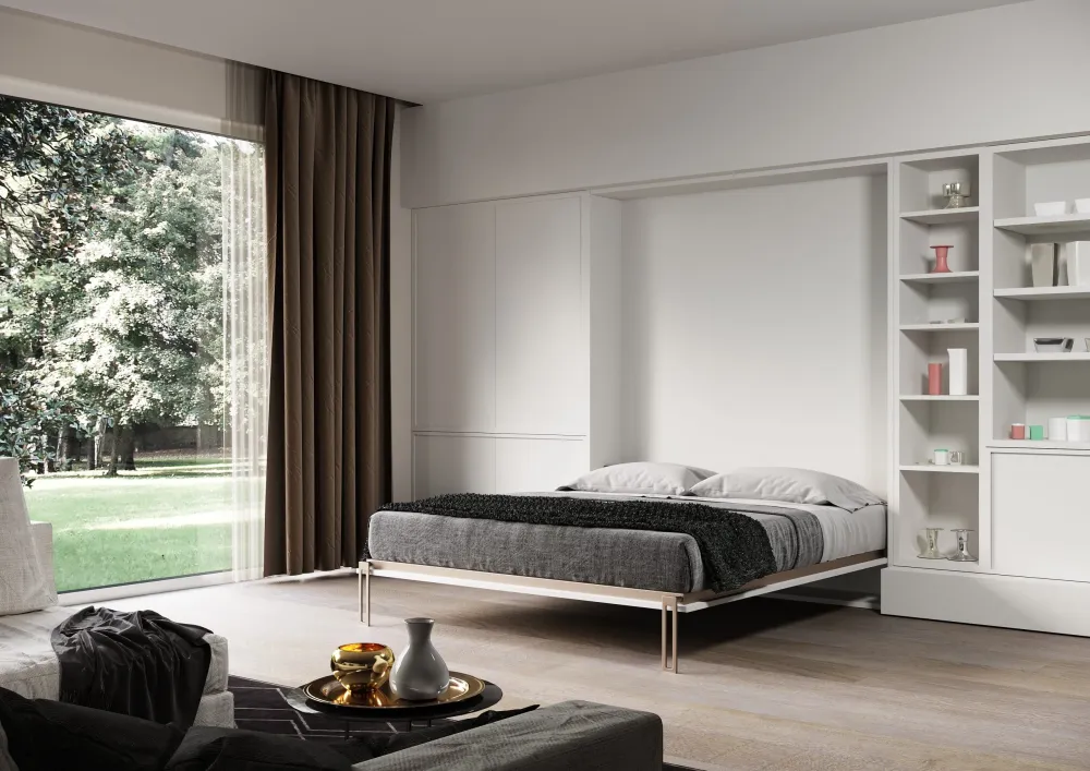 Opklapbed verticaal 93x202cm smalle naad matras 90x200cm Pozzoli
