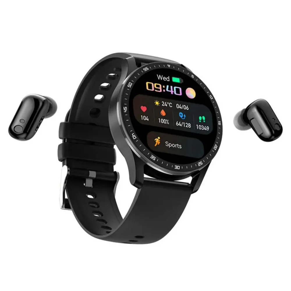 PulseSync | Luxe 2--1 Smartwatch met Bluetooth Oordopjes & Gezondheidsfuncties