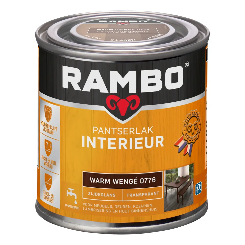 Rambo Houtlak Pantser - Zijdeglans - Warmwenge - 250ml