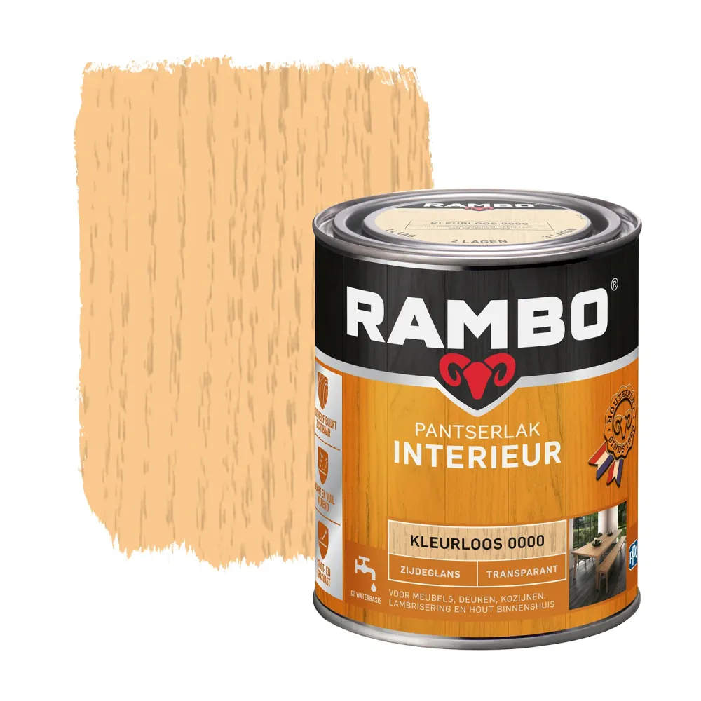 Rambo pantserlak interieur transparant zijdeglans 0000 kleurloos 0,75L