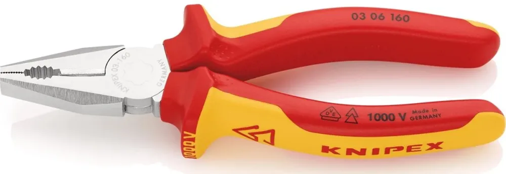 Knipex Kombi-tang verchr./comfort VDE 160 mm Ruro