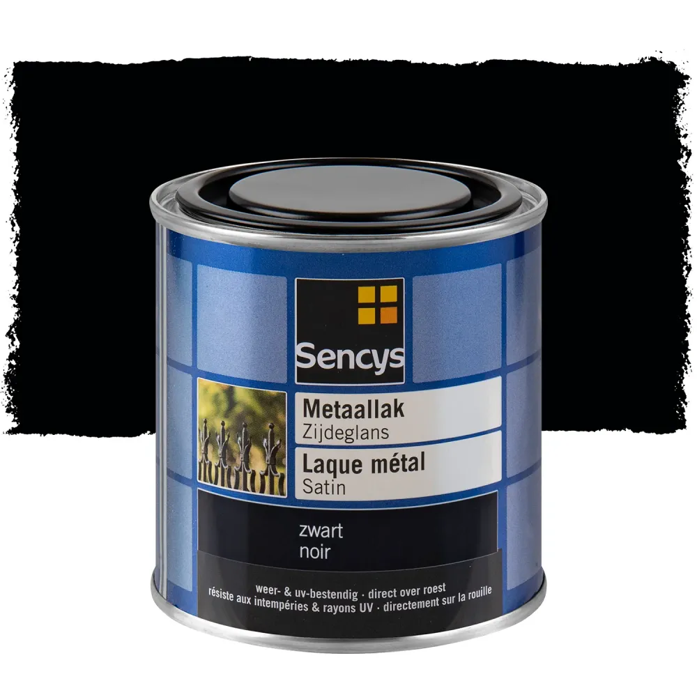 Sencys metaallak zijdeglans zwart 250ml