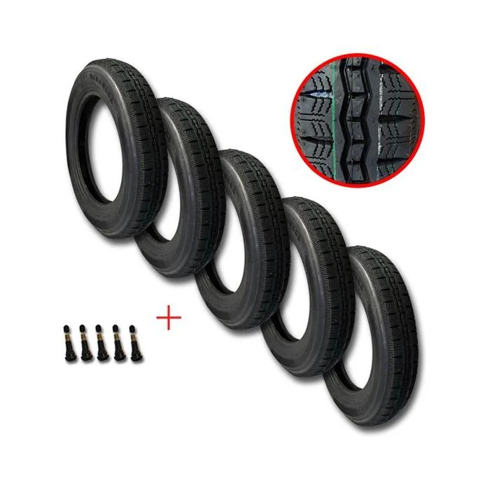 Set 5 banden 125/15 + velgen GEMONTEERD
