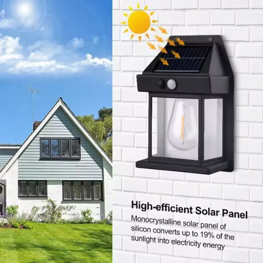 SolarSense | Beweging Sensor Zonnewandlamp voor Efficiënte Buitenverlichting