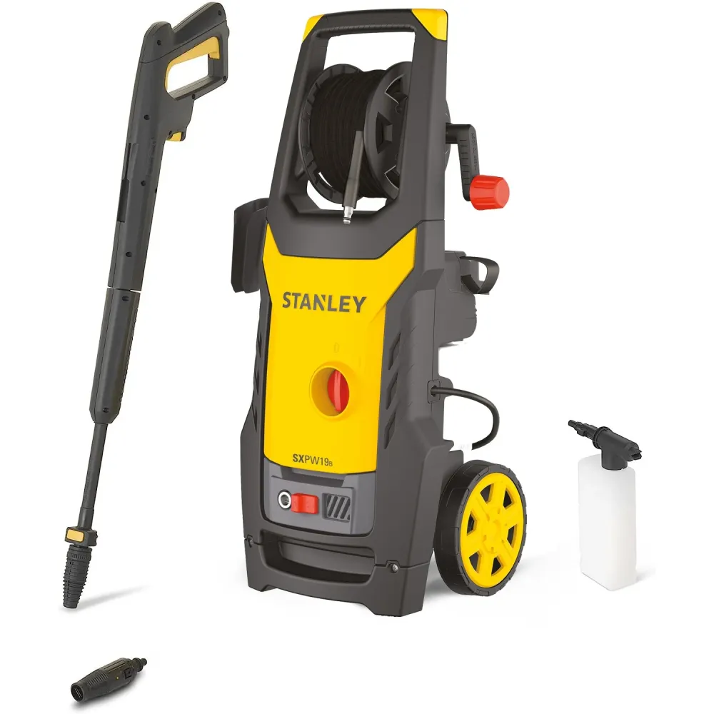 Stanley hogedrukreiniger SXPW19B - 1900W - 150 bar - 440l/u - slang van 6m - hogedrukpistool - roterende sproeier