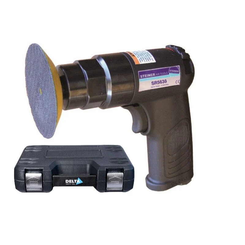 Mini schuurmachine, 50+75mm pad koffer met acc. Steiner Airtools
