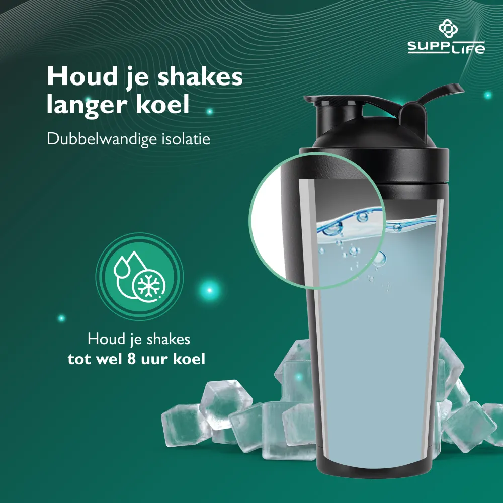 Supplife RVS Shakebeker met Bal - 750 ml Supplife.nl