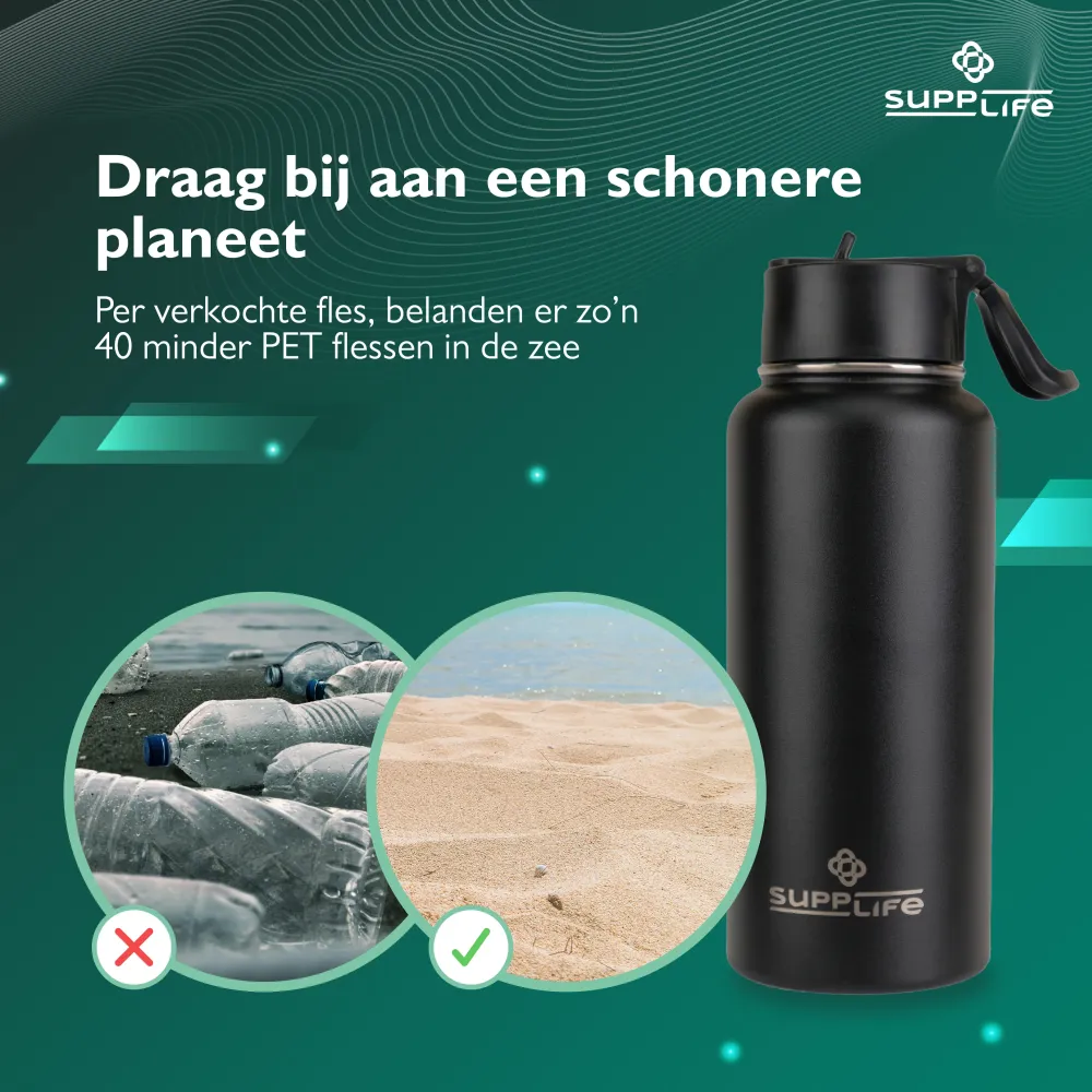 Supplife RVS Waterfles 1 Liter Supplife.nl