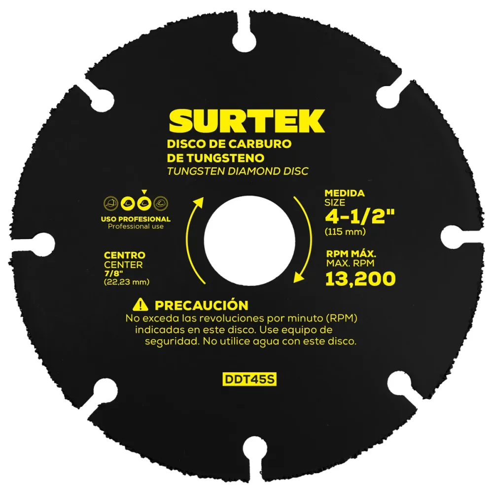 Disco de diamante multi-corte punta de carburo de tungsteno, 4-1/2" Surtek SURTEK DS