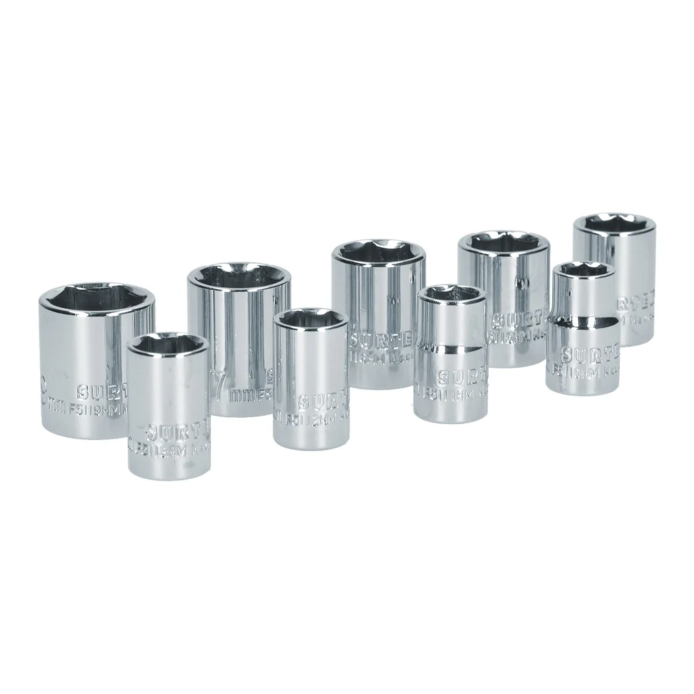 Juego de dados cuadro de 3/8" 6 puntas, métricos, 9 piezas Surtek SURTEK DS