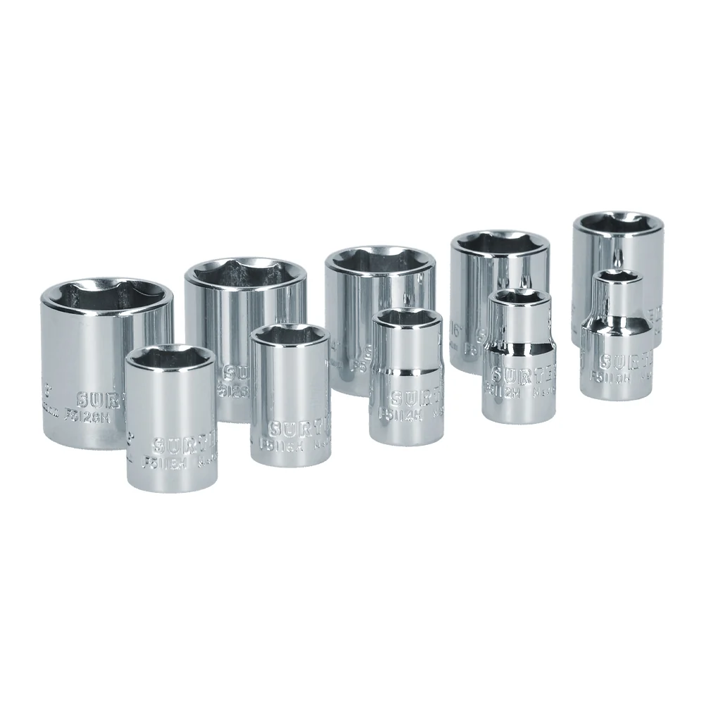 Juego de dados cuadro de 3/8", 6 puntas, en pulgadas, 10 piezas Surtek SURTEK DS