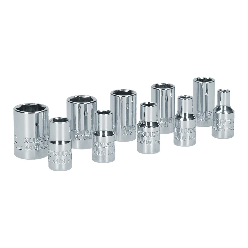 Juego de dados cuadro de 1/4", 6 puntas, en pulgadas, 10 piezas Surtek SURTEK DS