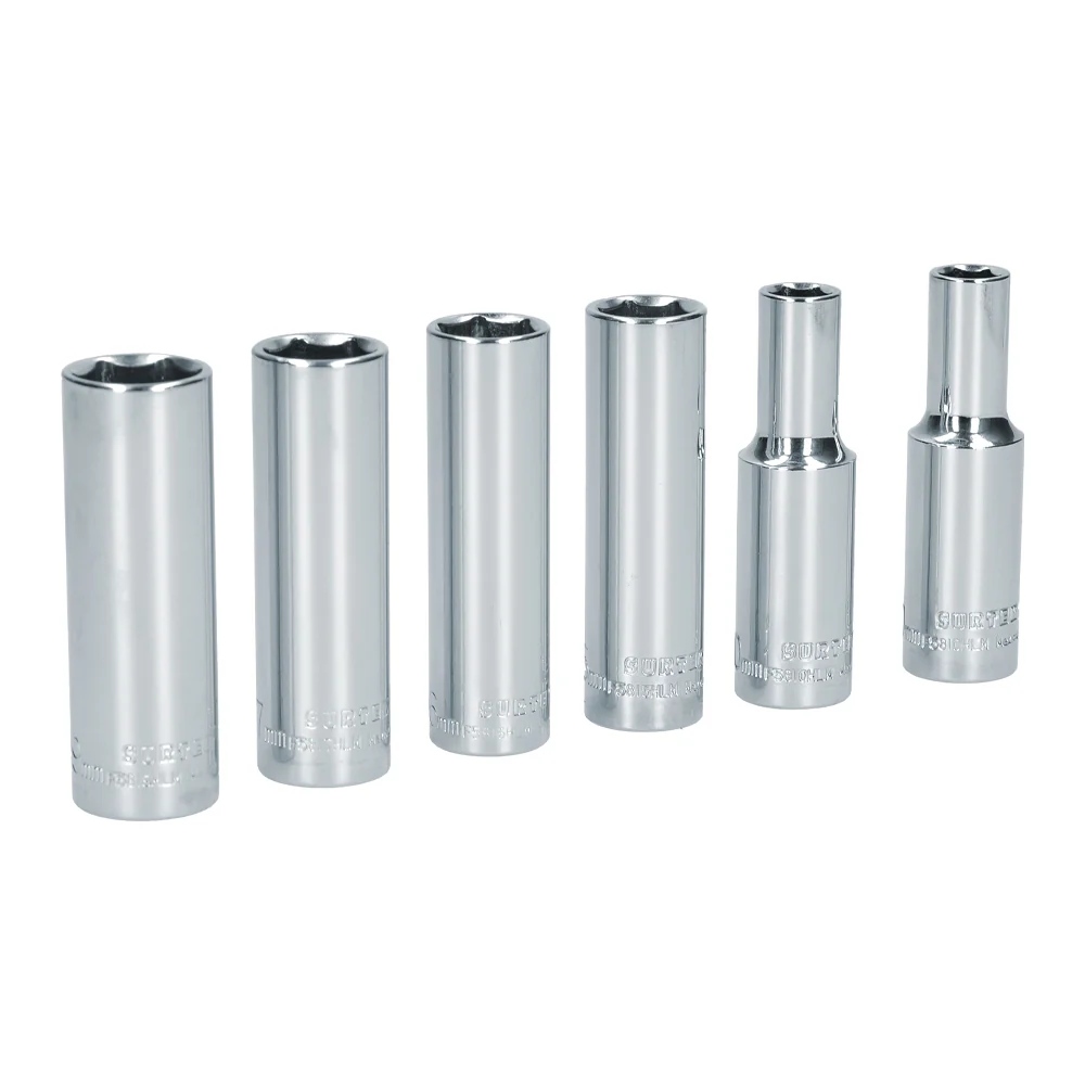 Juego de dados largos cuadro de 1/2", 6 puntas, métricos, 6 piezas Surtek SURTEK DS