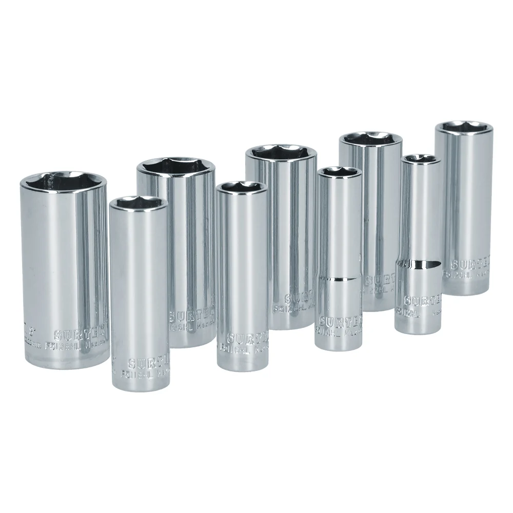 Juego de dados largos cuadro de 3/8", 6 puntas, en pulgadas, 9 piezas Surtek SURTEK DS