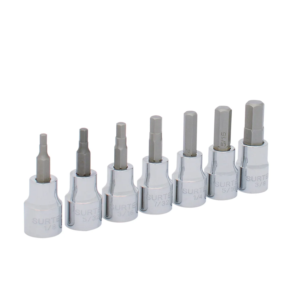 Juego de dados punta hexagonal cuadro de 3/8", en pulgadas, 7 piezas Surtek SURTEK DS