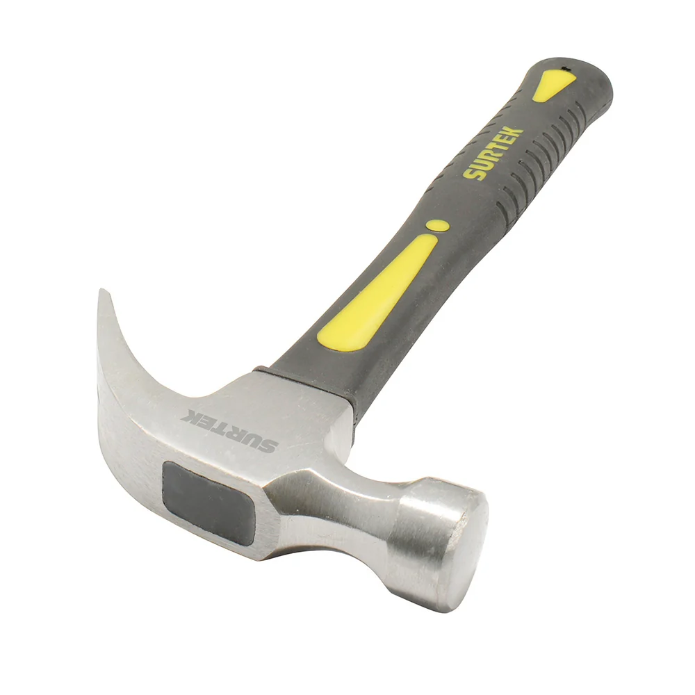 Martillo de uñ curva con mango de fibra de vidrio de 14", 16 oz Surtek SURTEK DS