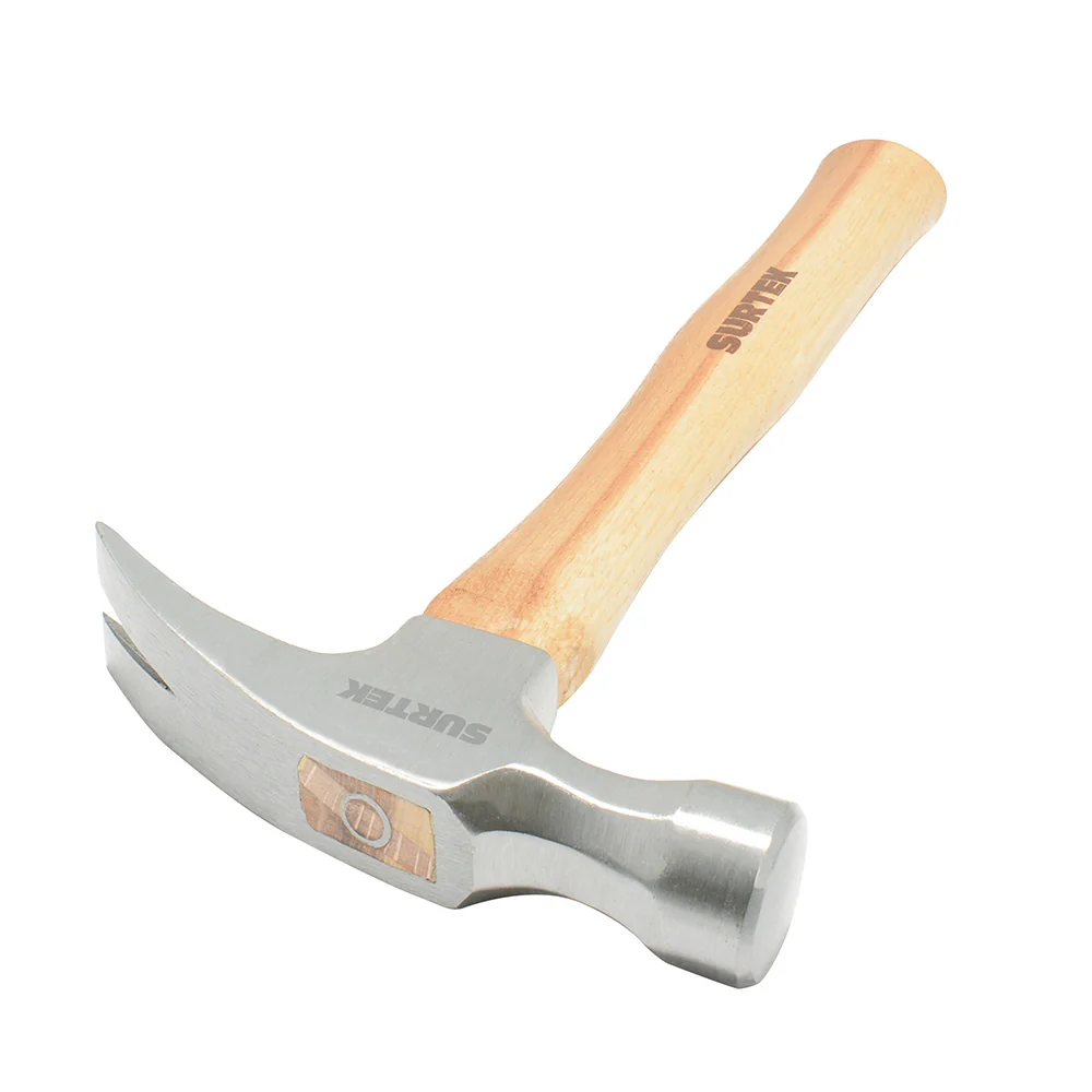 Martillo de uñ recta pulido con mango de madera de 14", 16 oz Surtek SURTEK DS