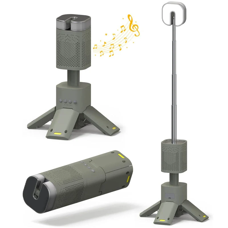 Telescopische Campinglamp met Bluetooth Speaker – Oplaadbaar & Dimbaar – 2--1 Buitenverlichting voor Kamperen & Reizen