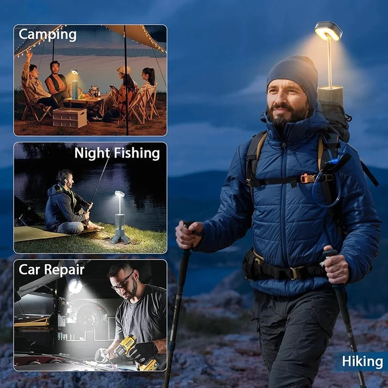 Telescopische Campinglamp met Bluetooth Speaker – Oplaadbaar & Dimbaar – 2--1 Buitenverlichting voor Kamperen & Reizen