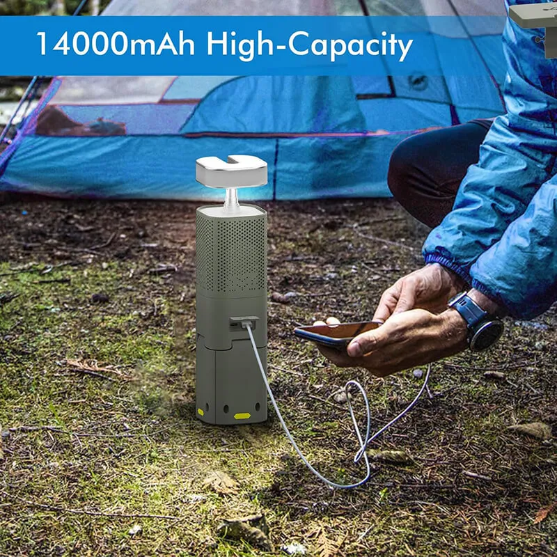 Telescopische Campinglamp met Bluetooth Speaker – Oplaadbaar & Dimbaar – 2--1 Buitenverlichting voor Kamperen & Reizen
