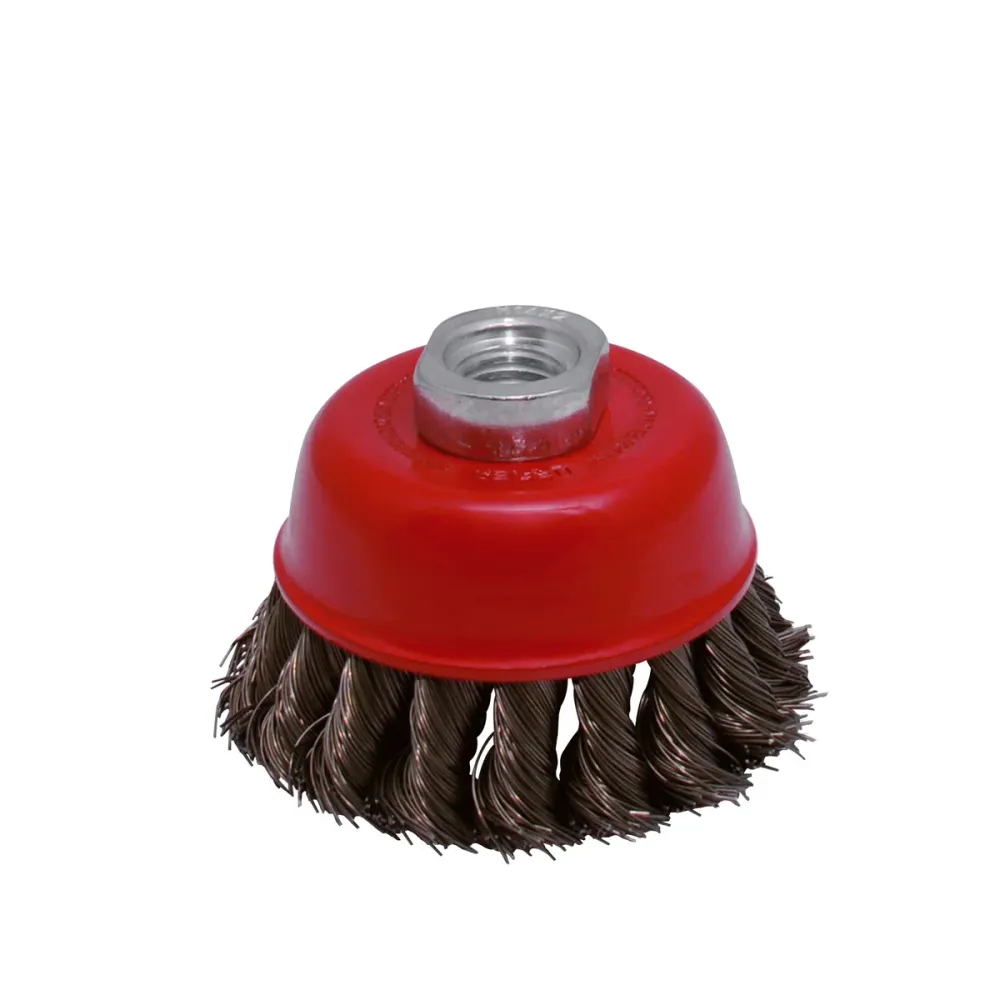 Carda copa trenzada alambre delgado 3" x 0.35 mm con rosca M14 Urrea URREA DS