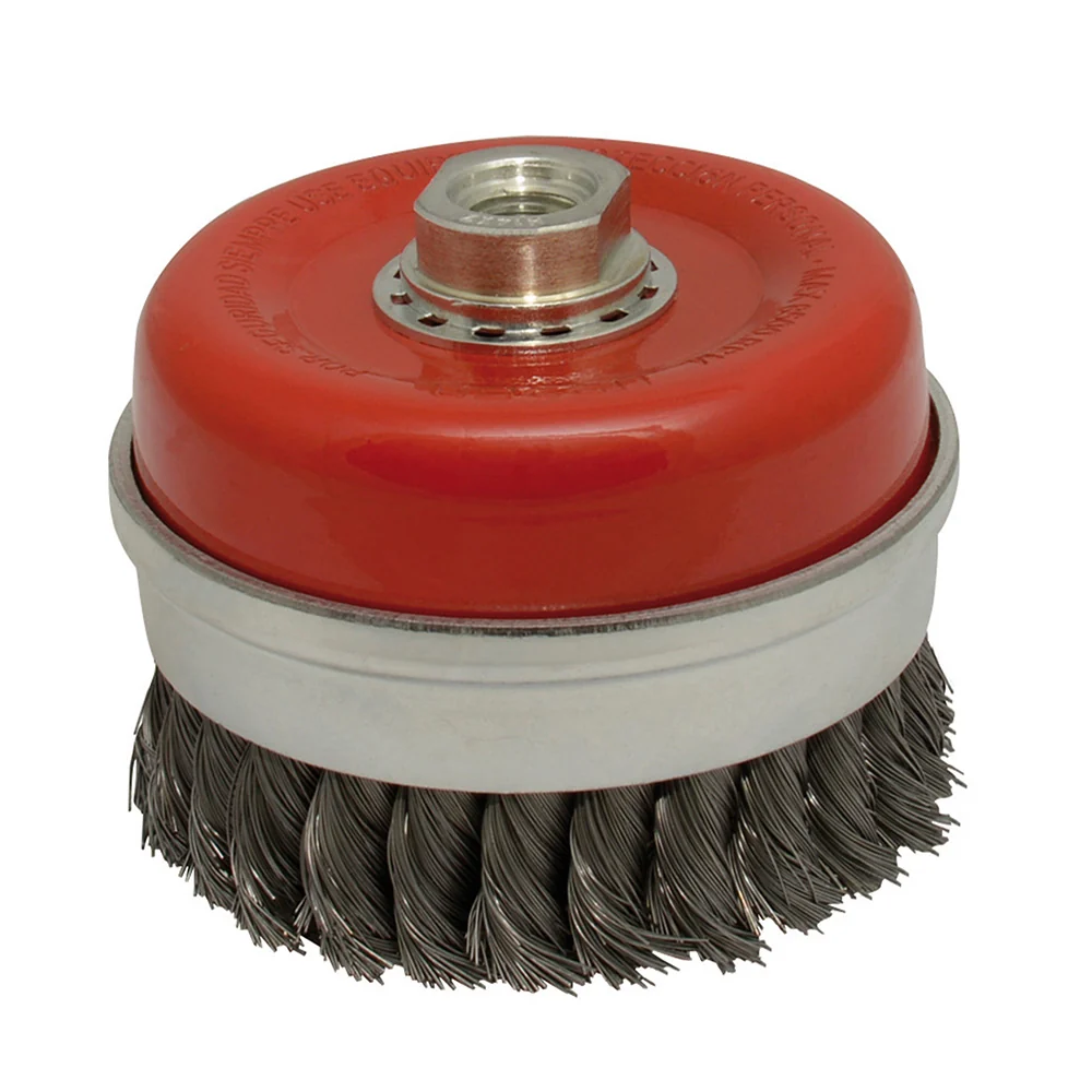 Carda copa trenzada alambre grueso 5" x 0.50 mm con rosca M14 Urrea URREA DS
