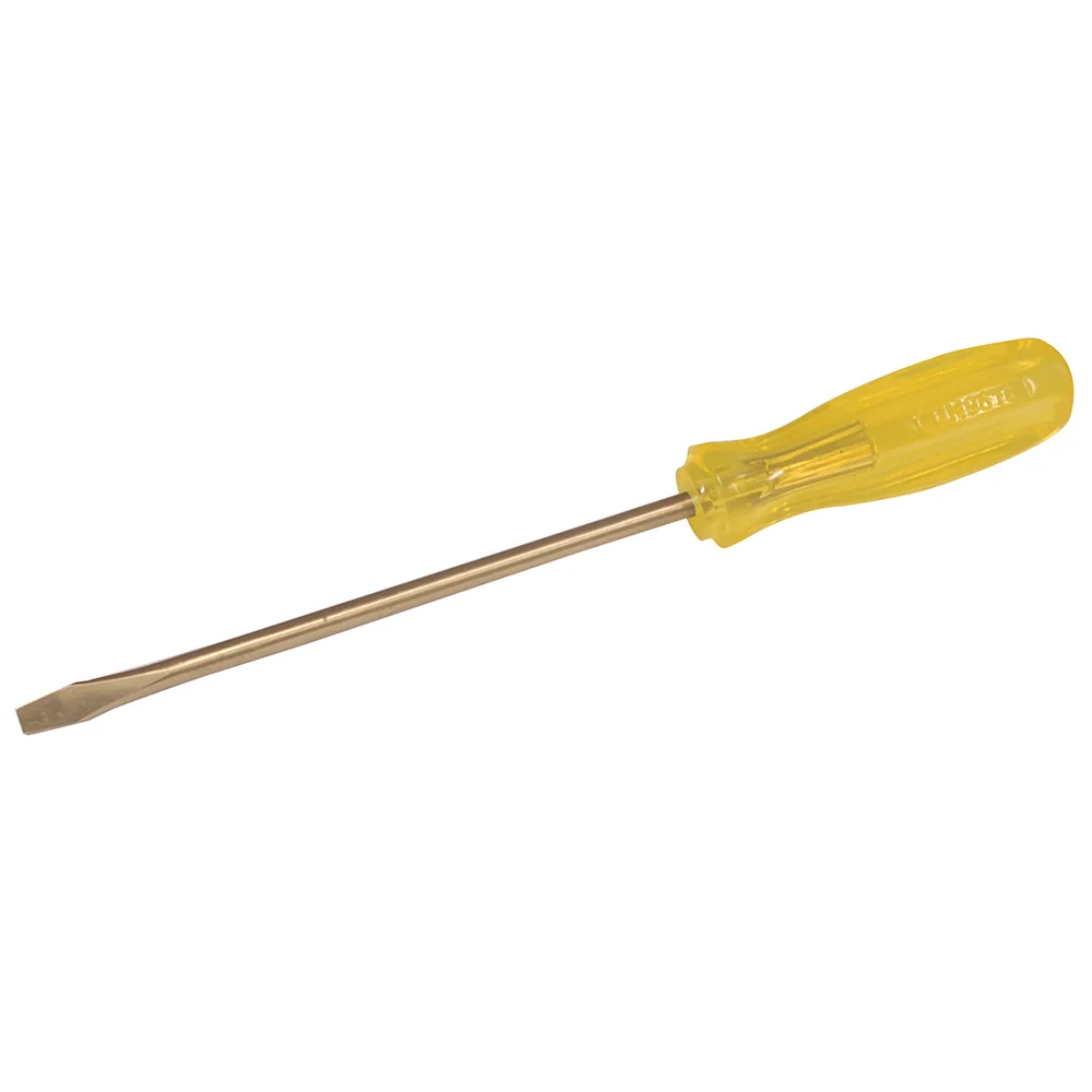 Destornillador de bronce-aluminio antichispa con mango ámbar, punta plana de 1/4" Urrea URREA DS