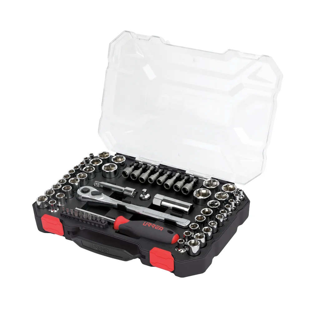 Juego de dados y accesorios cuadro de 1/4" y 3/8" combinado, 63 piezas Urrea URREA DS