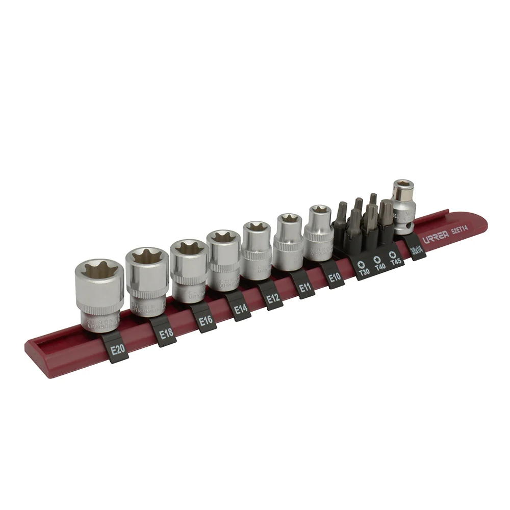 Juego de dados con punta torx y torx hembra cuadro de 3/8", 14 piezas Urrea URREA DS