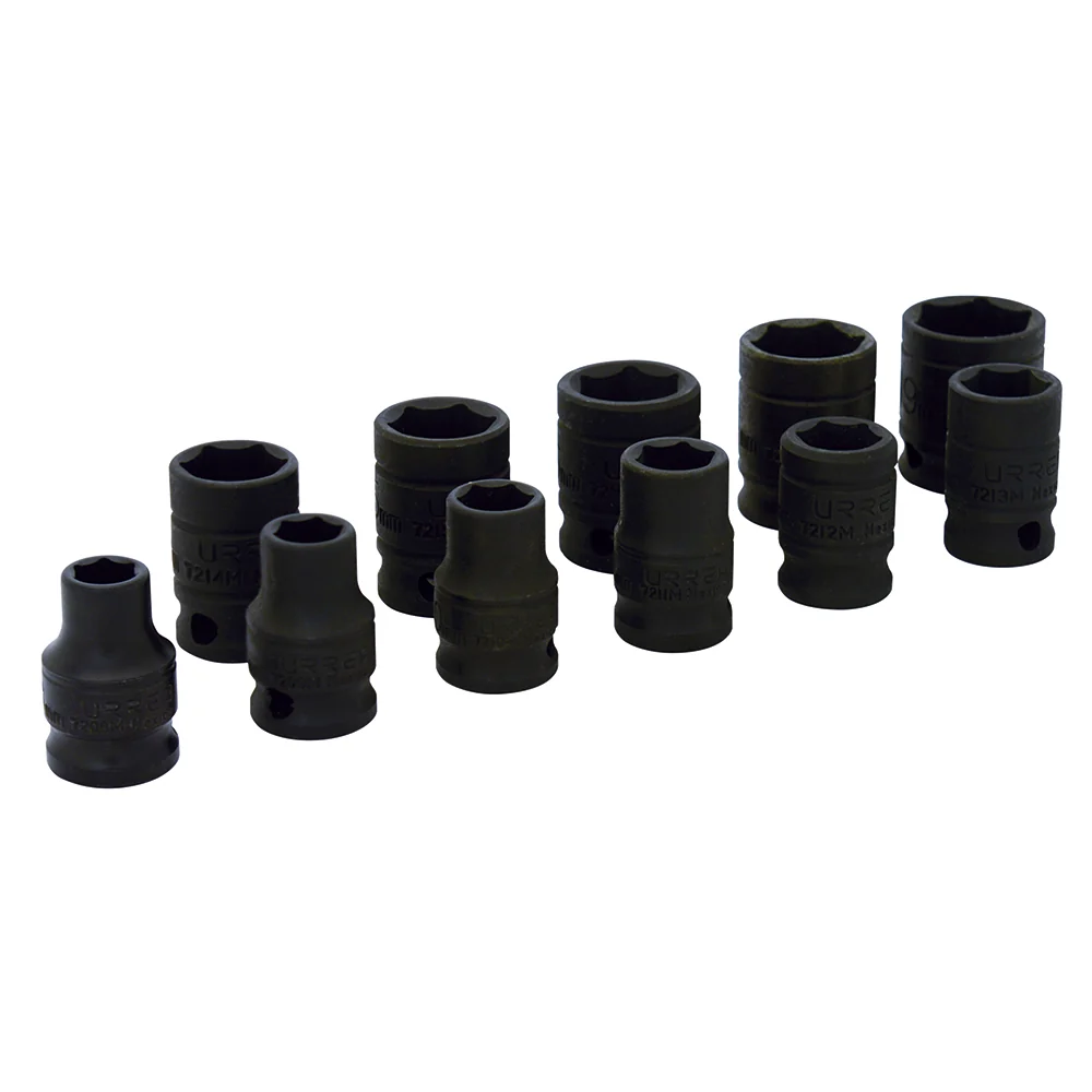 Juego de dados de impacto cuadro de 3/8", 6 puntas, métricos, 11 piezas Urrea URREA DS