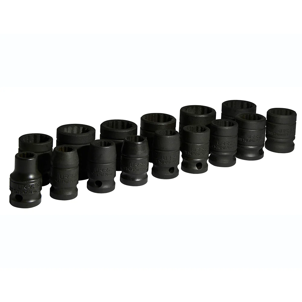 Juego de dados de impacto cuadro de 1/2", 12 puntas, métricos, 15 piezas Urrea URREA DS