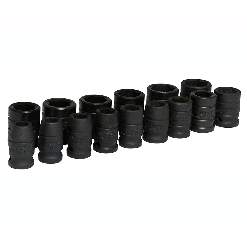 Juego de dados de impacto cuadro de 1/2", 6 puntas, métricos, 15 piezas Urrea URREA DS