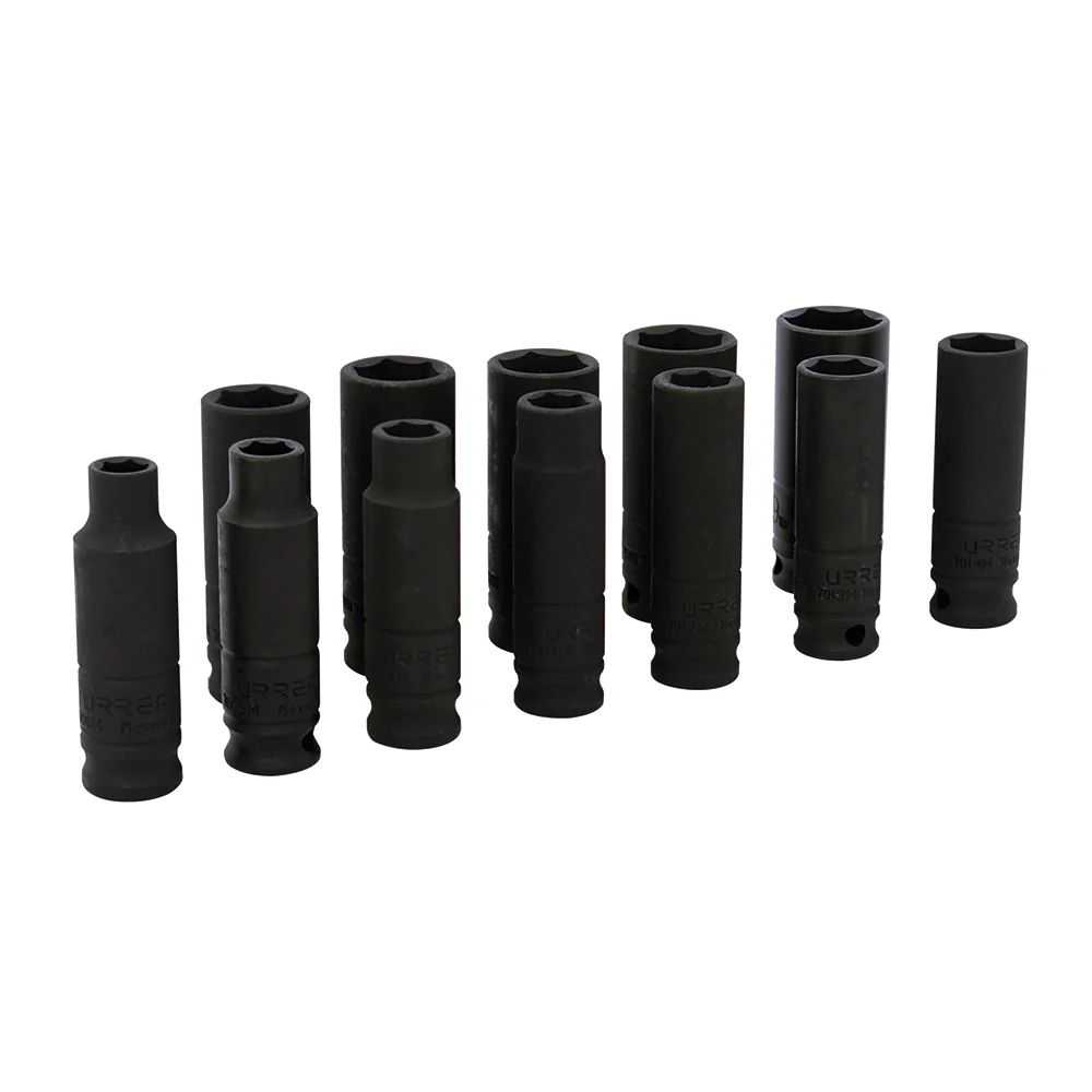 Juego de dados de impacto largos cuadro de 3/8", 6 puntas, métricos, 11 piezas Urrea URREA DS