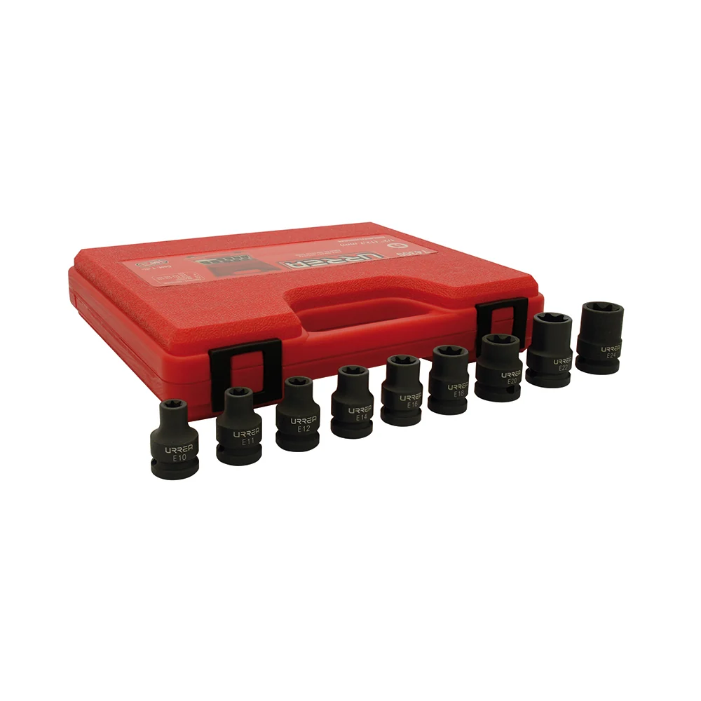 Juego de dados de impacto torx hembra cuadro de 1/2", 9 piezas Urrea URREA DS